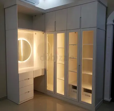 Modern White Wardrobe with Integrated Vanity