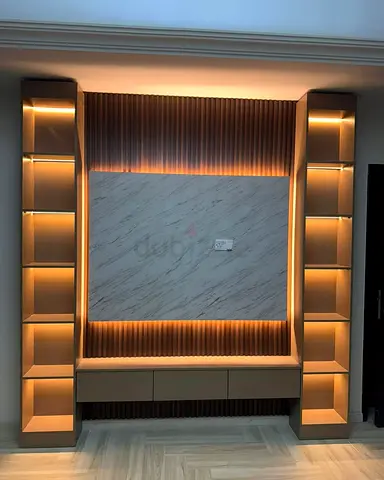 Stylish Modern Entertainment Center with LED Lighting