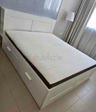‎IKEA brimness king size 180×200cm bed frame with headboard+ 4 big storage drawers + Ikea mattress
