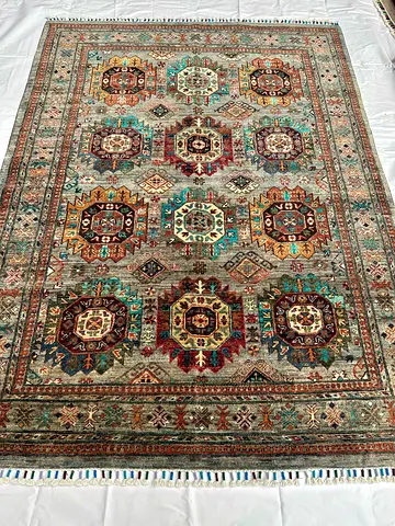 155 x 207 cm | new Handmade Beautiful Grey Waziri Carpet (#6U)