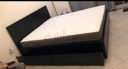 IKEA Malam queen size bed 160/200cm bed with 2 storage drawers underneath  and Ikea mattress