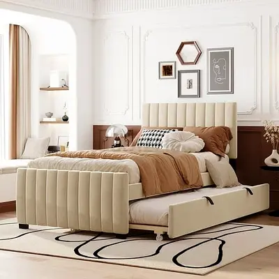 Elegant Upholstered Bed Frame with Storage