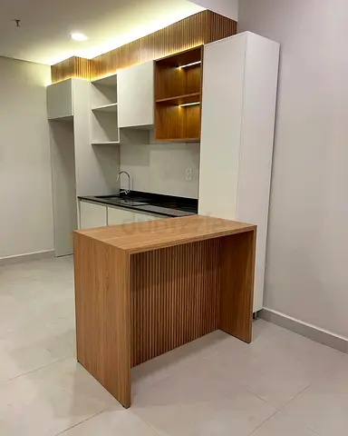 Sleek Wooden Kitchen Island with Modern Design