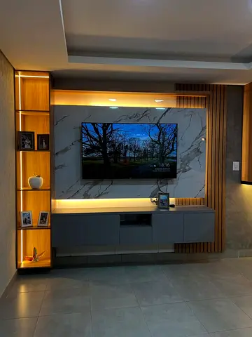 Modern Entertainment Center with Elegant Paneling