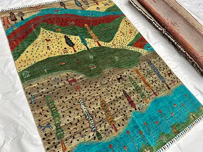 150 x 206 cm | new Handmade Beautiful Landscape Gabbeh Carpet (#4U)