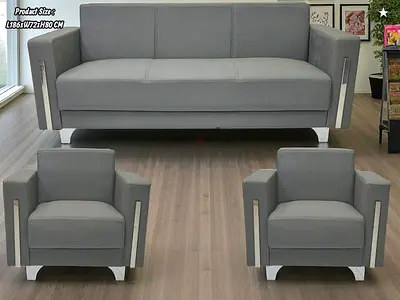 Comfortable Grey Sofa Set with Armchairs