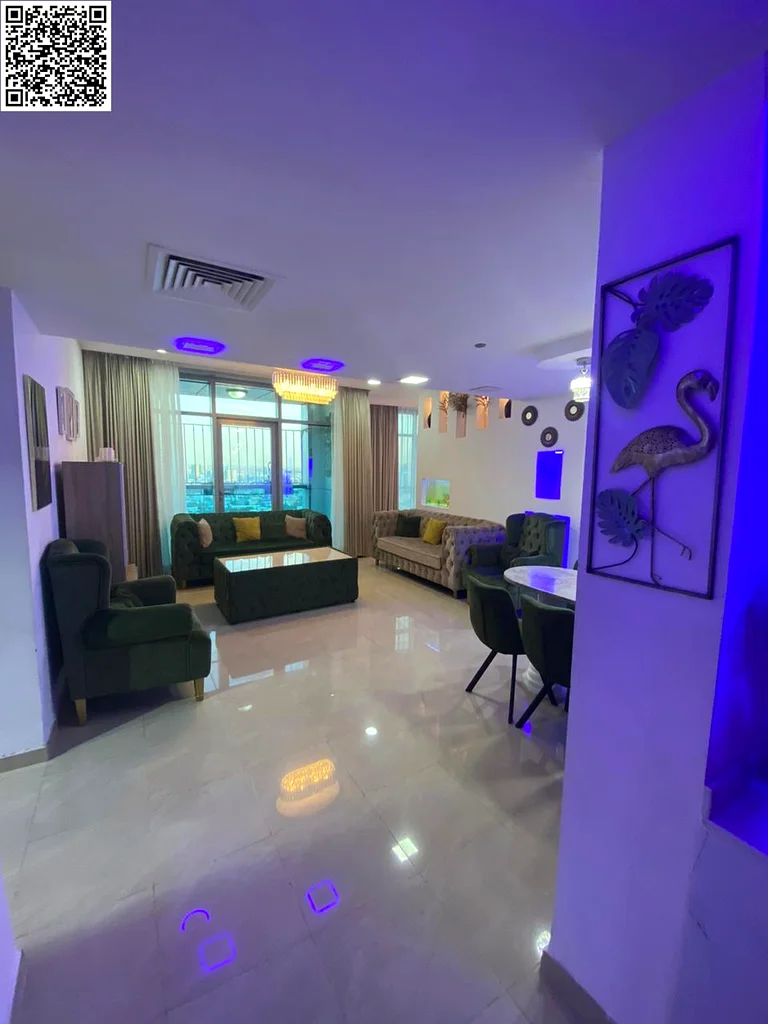 Two-bedroom furnished apartment directly on the seafront for annual rent in Ajman - Corniche Residence Towers. 2 bathrooms. Private parking. Gym and s64053093073155111