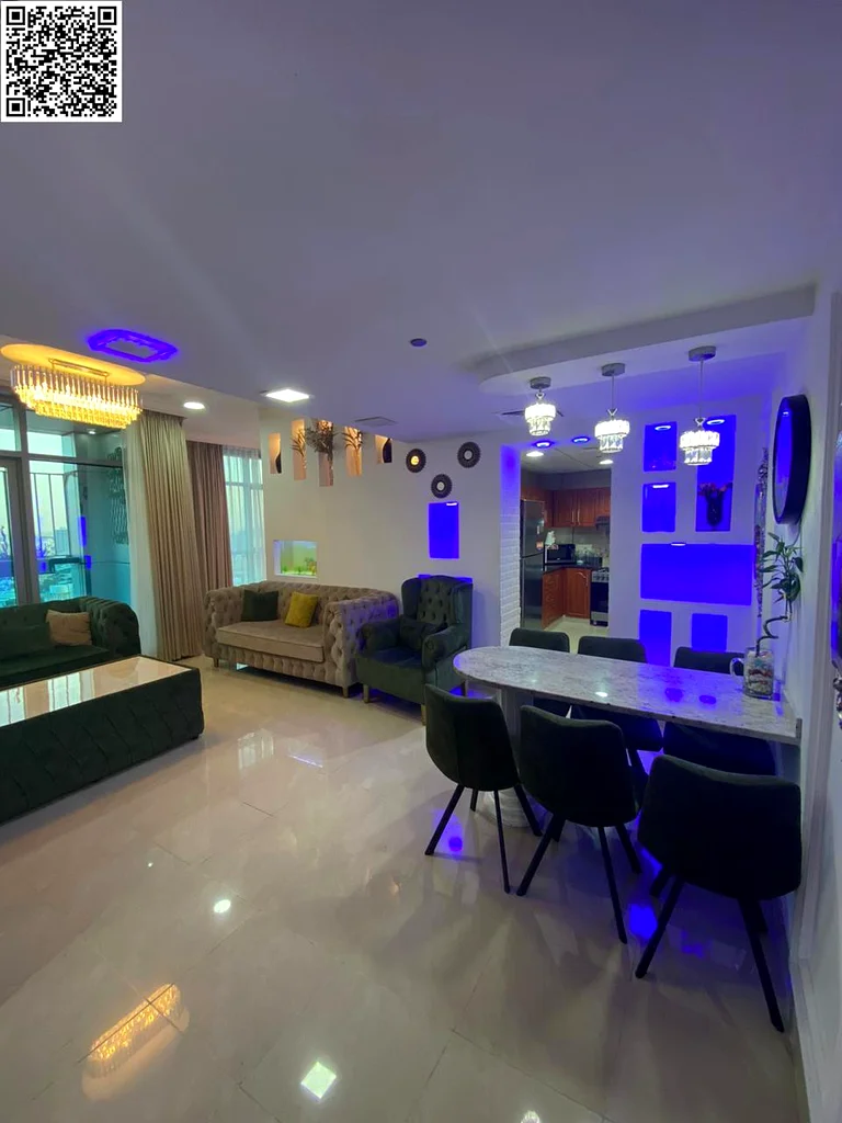 Two-bedroom furnished apartment directly on the seafront for annual rent in Ajman - Corniche Residence Towers. 2 bathrooms. Private parking. Gym and s64053093073155114