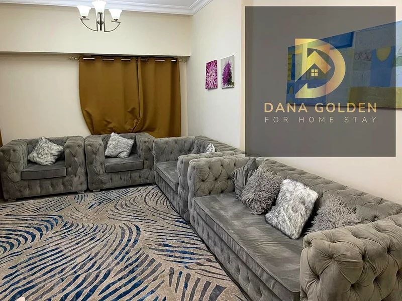 Available from today; first-time tenant.  2 bedrooms, 2 living rooms, balcony, 3 bathrooms, sea view. Al Taawon area, Sharjah. Includes maid's room, b64050909934081110