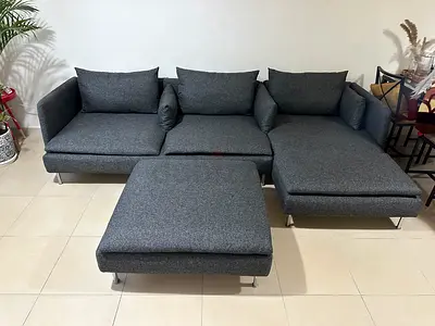 IKEA SÖDERHAMN L-shape four seater sofa with ottoman