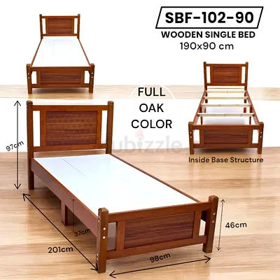 Stylish Full Walnut Wooden Single Bed - Perfect Space Saver!