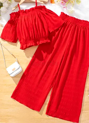 Vibrant Red Two-Piece Set for Effortless Style