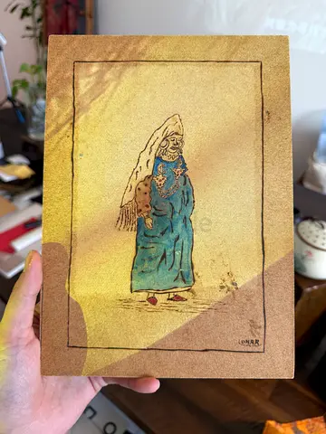 Moroccan art gallery hand painting by fire