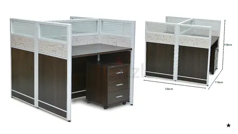 Stylish and Functional Office Workstation with Privacy Panels