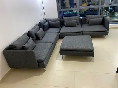 Ikea söderhamn sofa with ottoman dark gray
