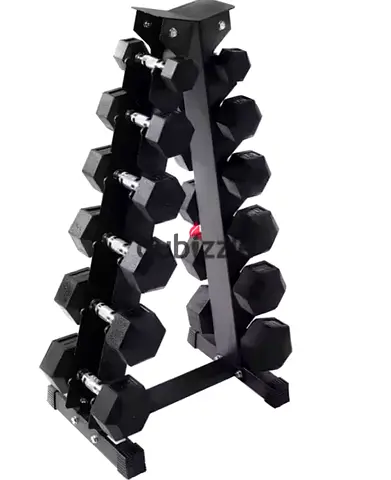Hex dumbbell set 2.5 to 15kg with the vertical rack - 6 Pairs Vertical RACK