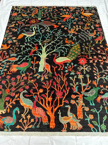 162 x 205 cm | New Handmade Beautiful Birds Garden Carpet (18U)