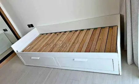 IKEA brimness Day bed with 2 storage drawers underneath and with 2 IKEA mattresses