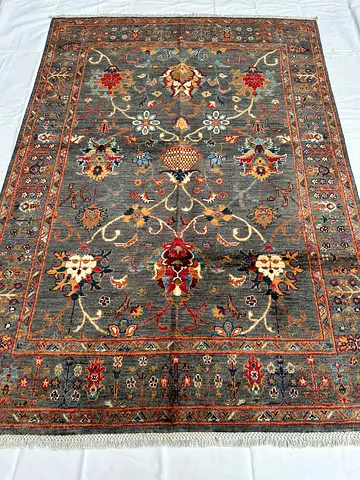 142 x 202 cm | new Handmade Beautiful Grey Sultani Carpet