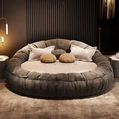 Charcoal Grey king  Size Low Height Bed in Velvet Fabric and Timber Wood Bed Frame
