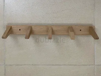Solid Natural Wood 5 Hook Wall Rail BRAND NEW
