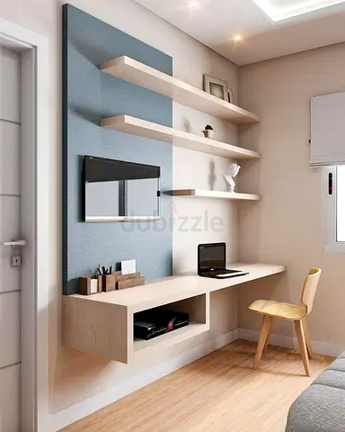 Stylish Modern Study Desk with Shelves