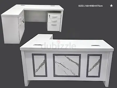 Elegant White L-Shaped Office Desk with Storage