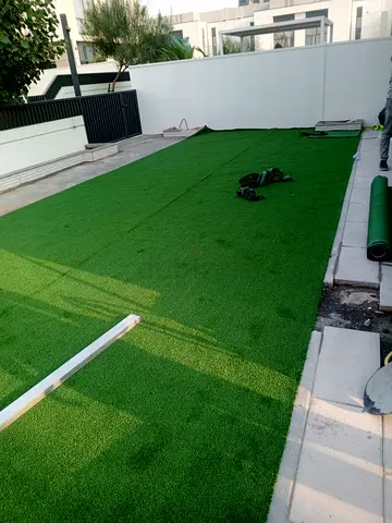 Ali sher landscape Garden designing planter box artificial grass fixing natural grass wooden fence