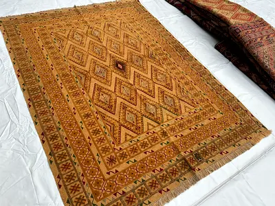 142 x 191 cm | New Handmade Tribal Vintage Mashwani Carpet and Kilim (26U)