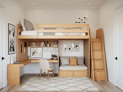 Stylish Childrens Loft Bed with Study Area