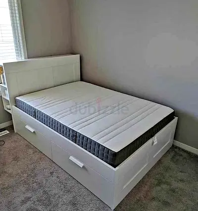 IKEA brimness king size 180×200cm bed frame with headboard+ 4 big storage drawers + Ikea mattress