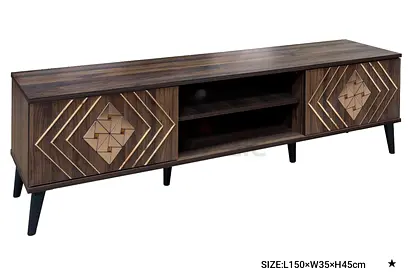 Stylish Wooden Entertainment Center with Unique Design