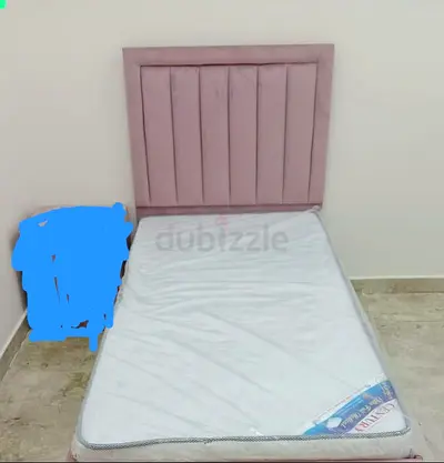 Stylish Pink Upholstered Bed Frame with Mattress