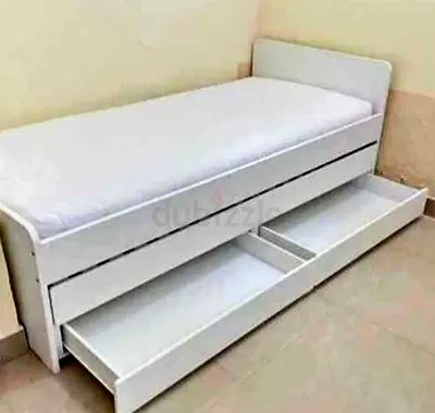Ikea slakt bed frame with under bed and 2 storage drawers underneath with 2 Ikea mattresses