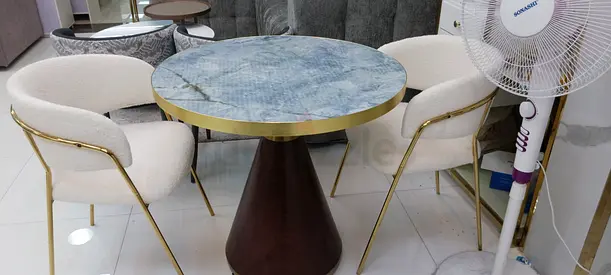 Elegant Marble Top Dining Table with Stylish Chairs
