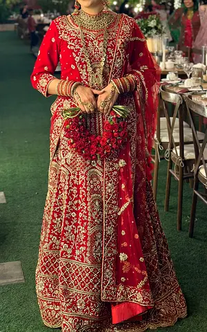 Exquisite Designer Red Bridal Lehenga with Royal Detailing with accessories
