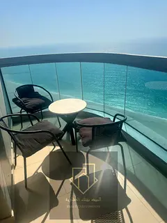 Two rooms and a hall for annual rent with furniture, Ajman Corniche