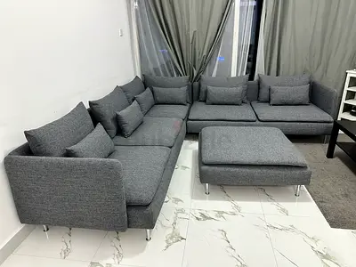 IKEA SÖDERHAMN corner sofa with footstool six seat