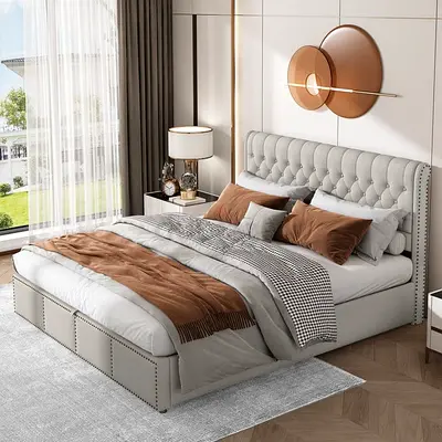 Upholstered Bed King Size (180x200cm), Hydraulic Storage