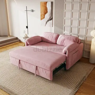 Elegant Pink Sofa Bed with Storage