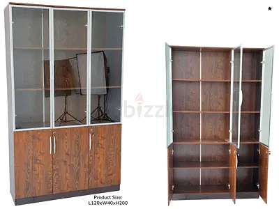 Sturdy Wooden Cabinet with Glass Doors