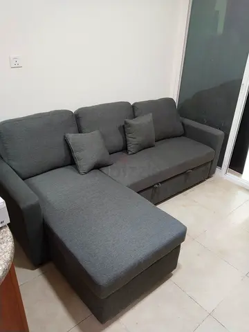 Stylish L-Shaped Grey Sofa with Storage