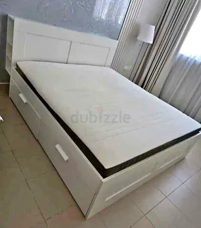 IKEA brimness king size 180×200cm bed frame with headboard+ 4 big storage drawers + Ikea mattress