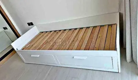 IKEA brimness Day bed with 2 storage drawers underneath and with 2 IKEA mattresses