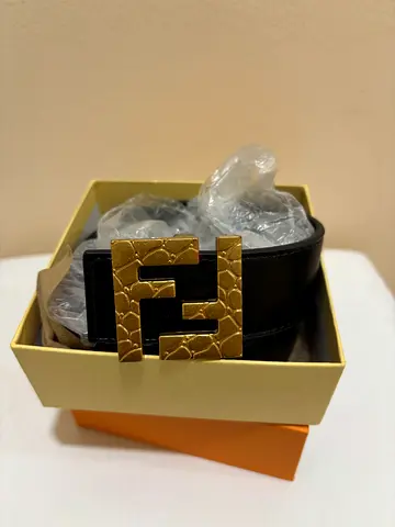 Fendi belt for men and women - delivery available - Black with Gold Buckle sale!