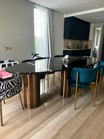 Stylish Dining Marble Table excluded Elegant Chairs