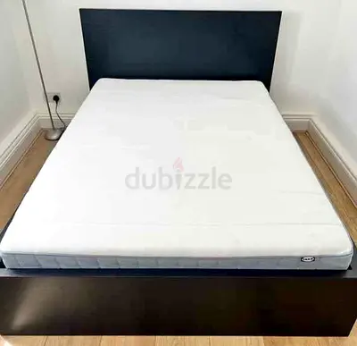 IKEA Malam double bed with 2 storage drawers underneath and Ikea mattress 140×200cm