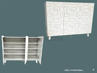 Modern White Storage Cabinet with Artistic Design