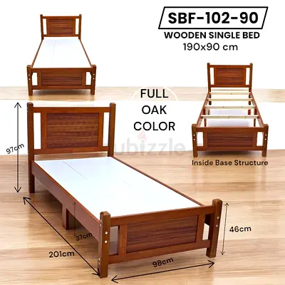 Sleek Full Oak Single Bed for Modern Living