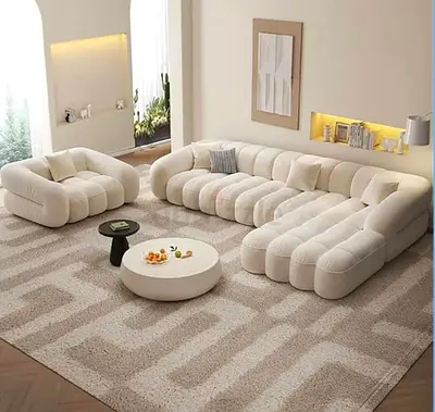 Elegant Modern Living Room Set with Stylish Rug